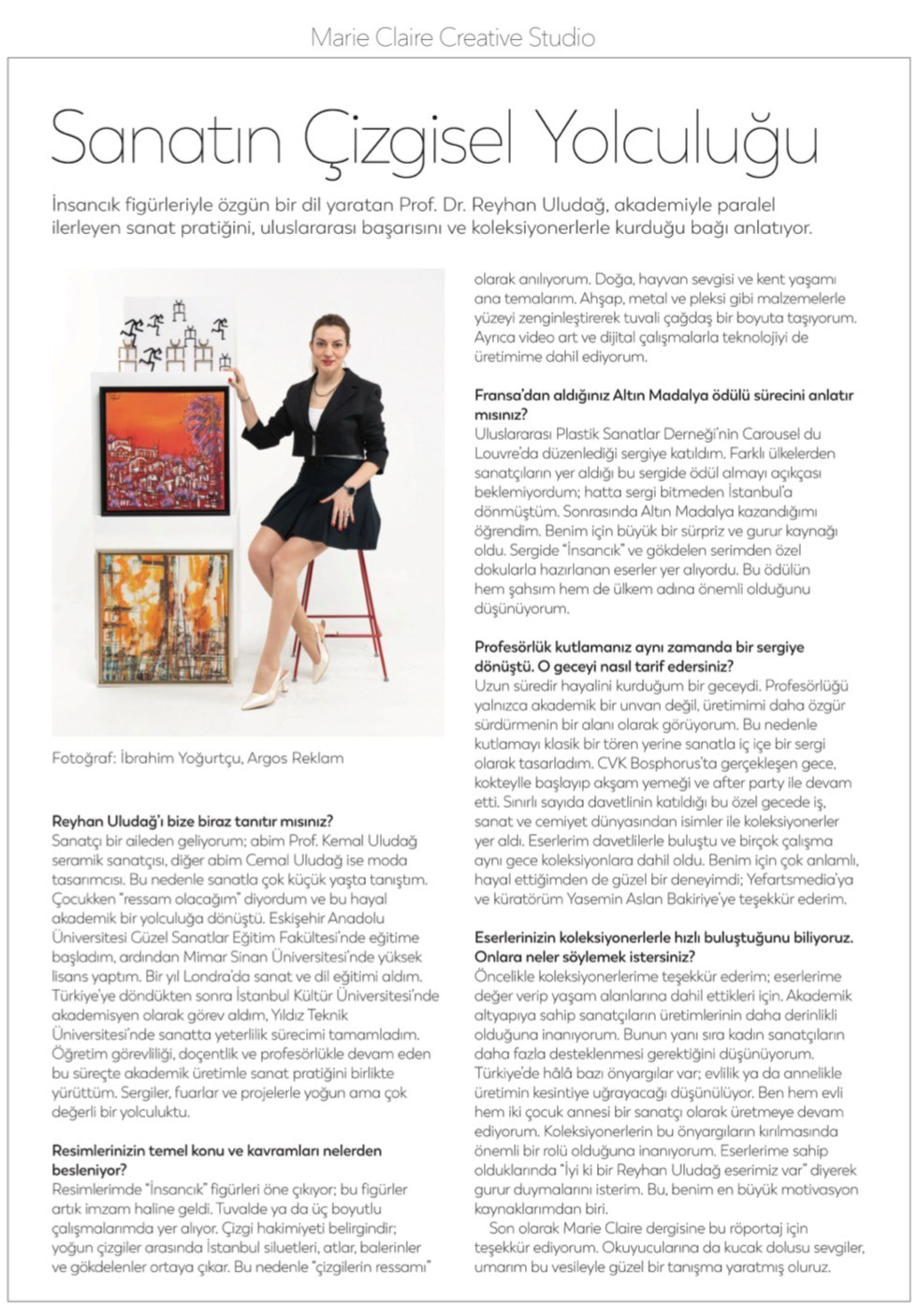 Prof. Dr. Reyhan Uludağ, Marie Claire Dergisine Röportaj Verdi